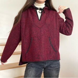 EUC Womens Madewell Brushed Houndstooth Hoodie Wool Blend Size M